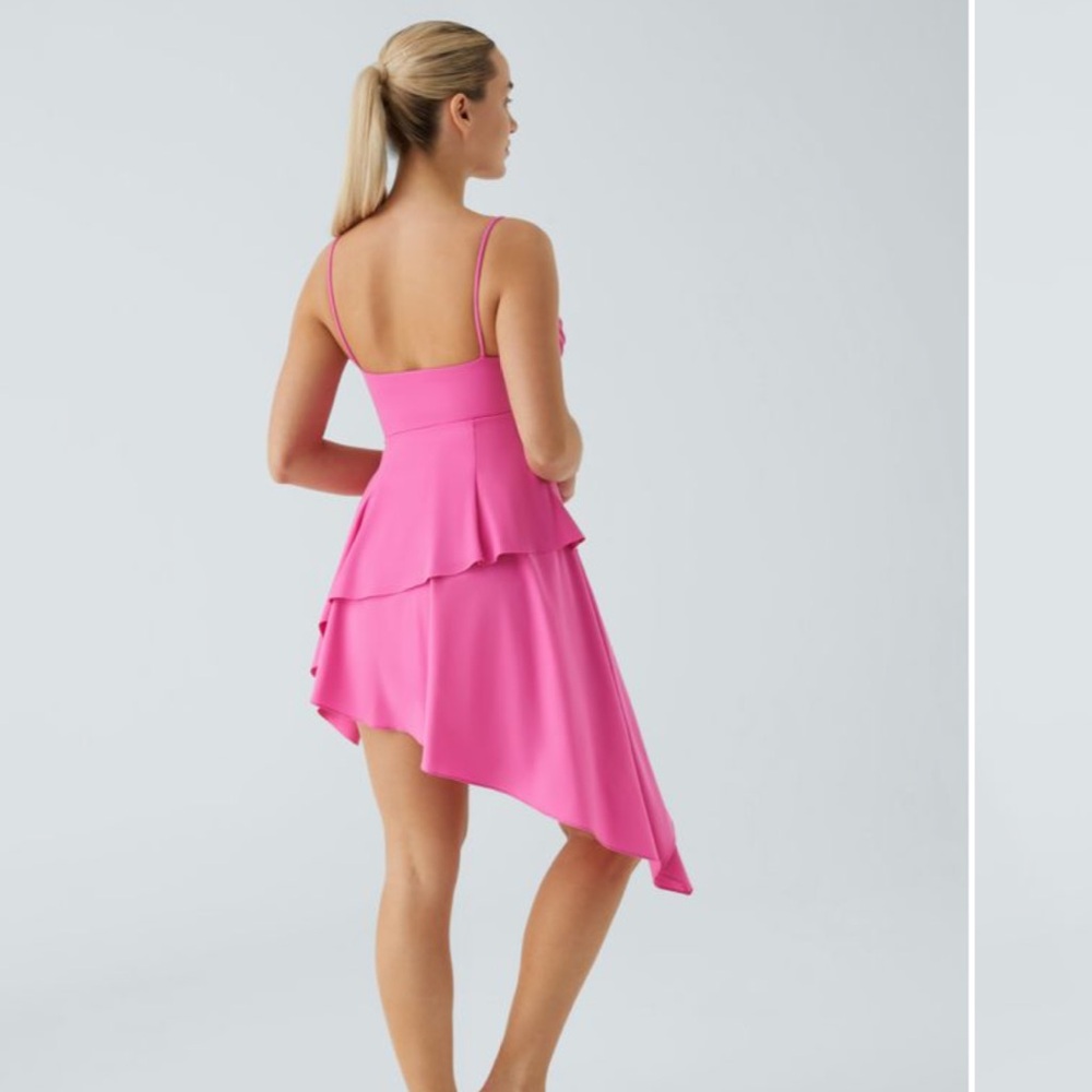 NWT HALARA Bubblegum Pink Asymmetrical Dress WITH SHORTS - Picture 2 of 10